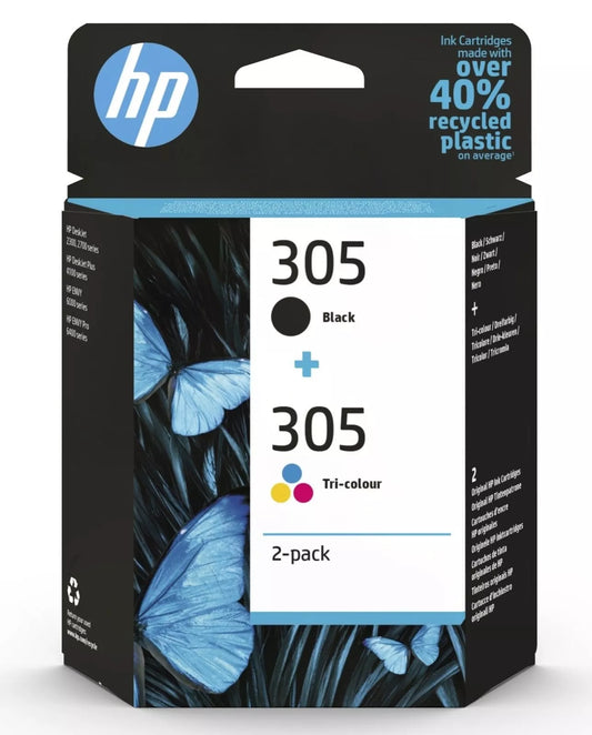 HP 305 Black & Colour Genuine Original Ink Cartridges 3YM61AE 3YM60AE Twin Pack