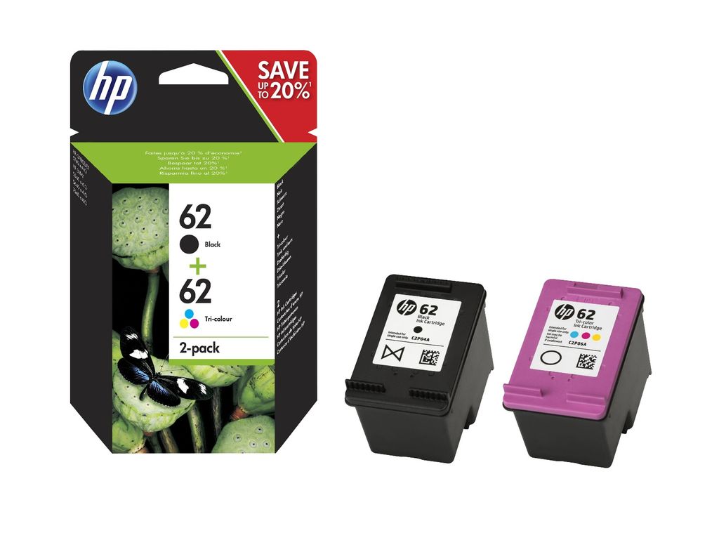 HP 62 Black And Colour Mulitipack Genuine Original Ink Cartridges